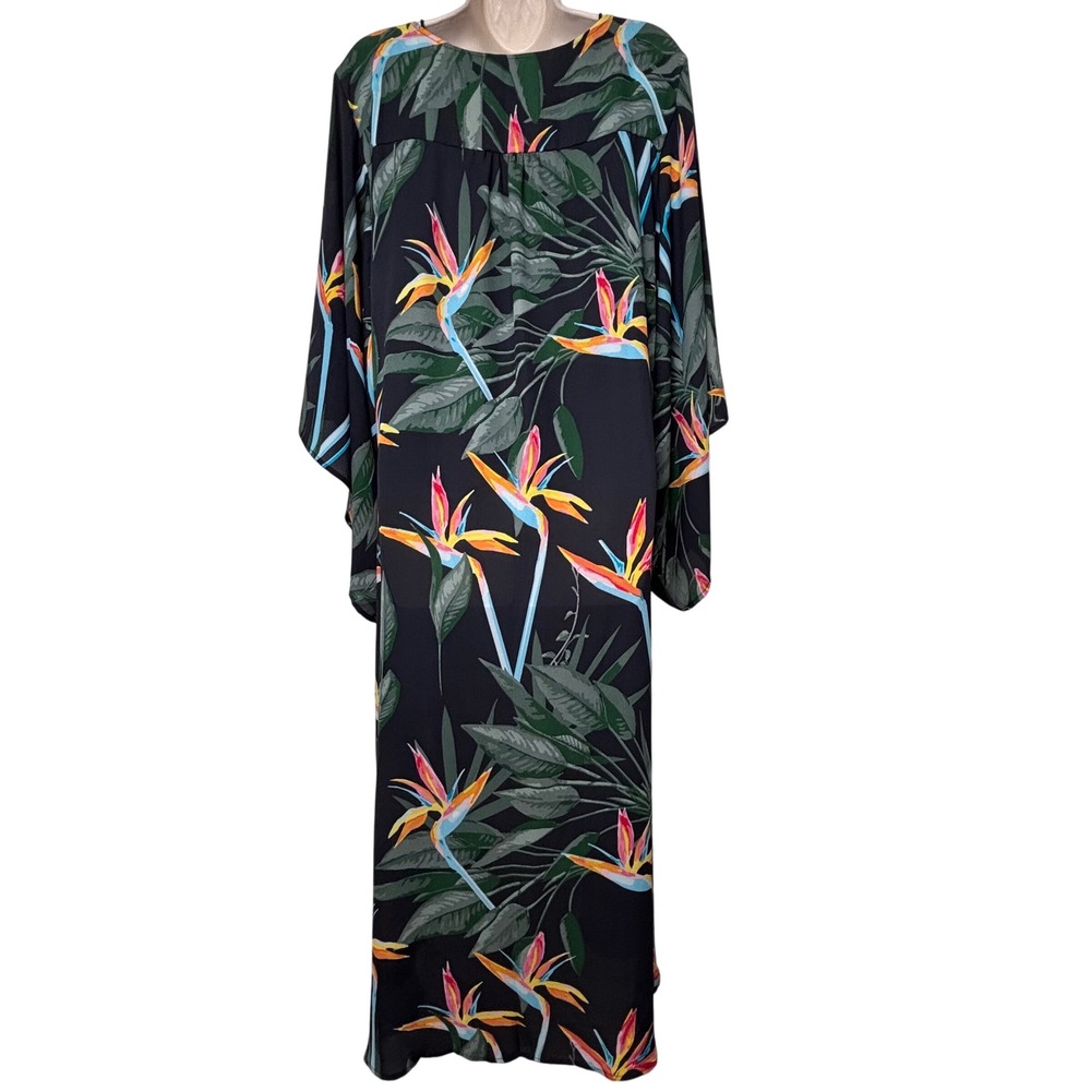 AIM Apparel Tropical Birds of Paradise Long Kimono Womens‎ Sz O/S Onesize